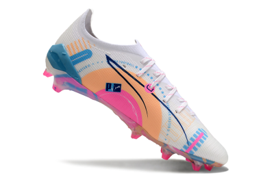 Puma Ultra 5 Ultimate FG Low-Tops Football Boots - White/Pink/Yellow/Blue