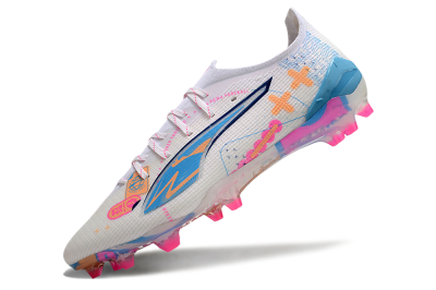 Puma Ultra 5 Ultimate FG Low-Tops Football Boots - White/Pink/Yellow/Blue
