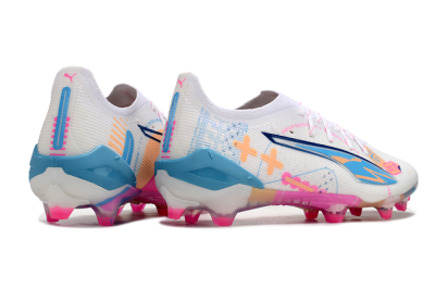 Puma Ultra 5 Ultimate FG Low-Tops Football Boots - White/Pink/Yellow/Blue