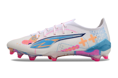 Puma Ultra 5 Ultimate FG Low-Tops Football Boots - White/Pink/Yellow/Blue