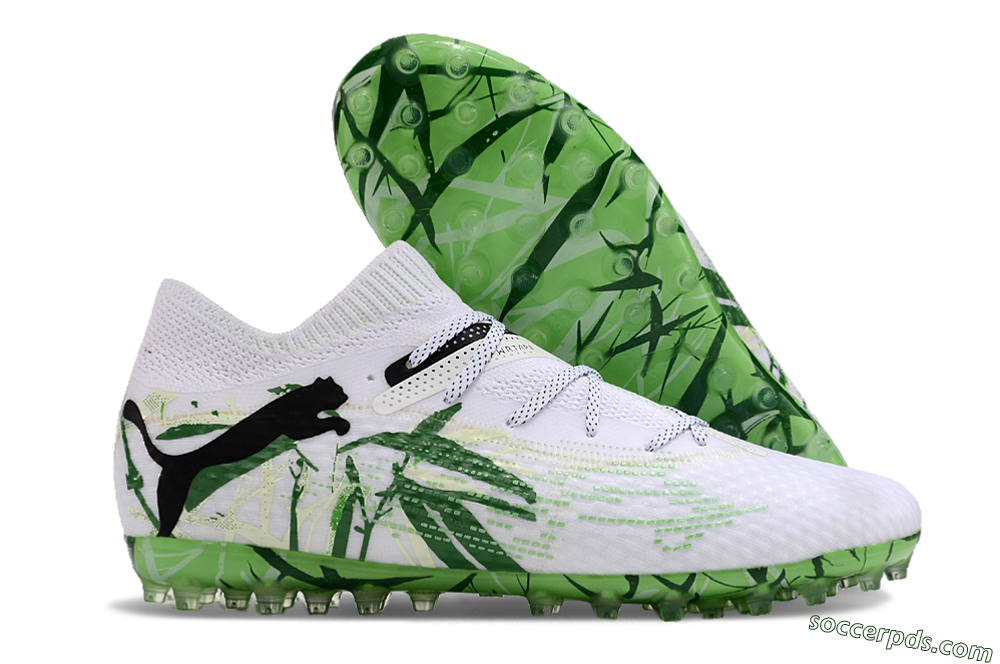 Puma Future 7 Ultimate MG Low-Tops Football Boots - White/Black/Green 1