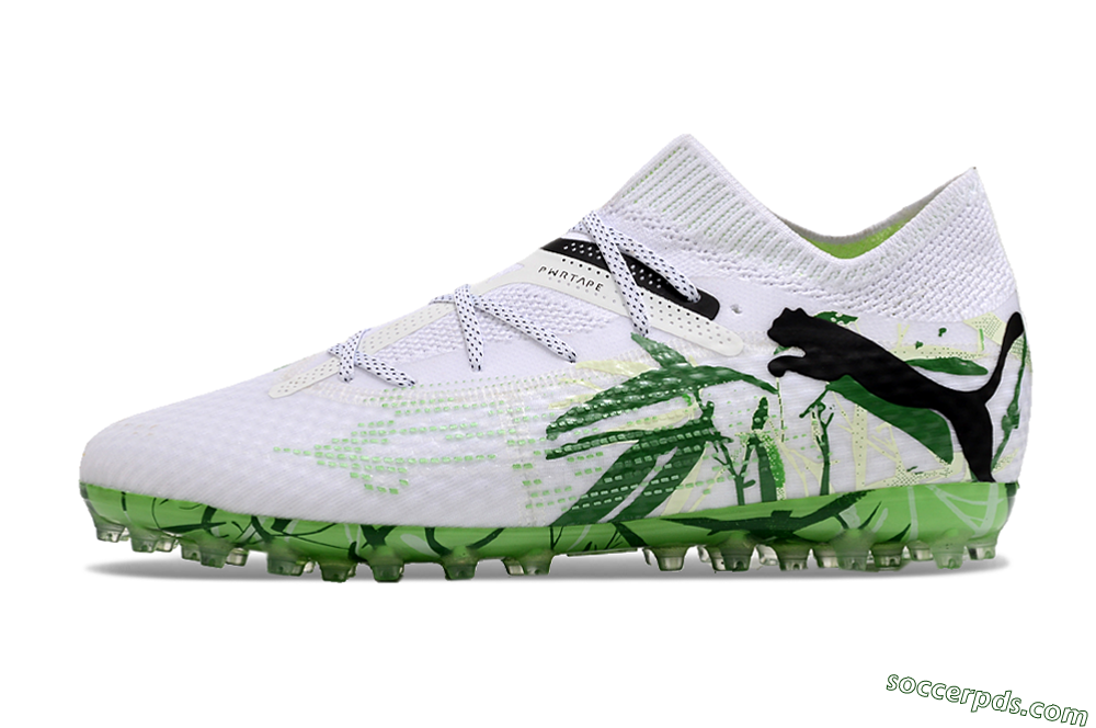 Puma Future 7 Ultimate MG Low-Tops Football Boots - White/Black/Green 2