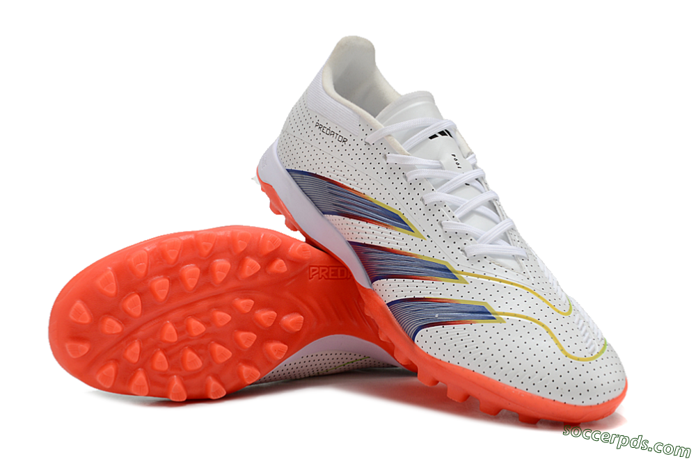 Adidas Predator 24 Elite TF Low-Tops Football Shoes - White/Silver/Red 3