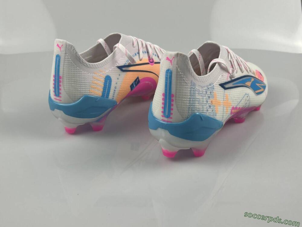Puma Ultra 5 Ultimate FG Low-Tops Football Boots - White/Pink/Yellow/Blue