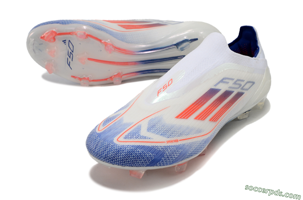 Adidas F50 Elite Laceless FG Low-Tops Football Boots - Blue/Red/Beige 3