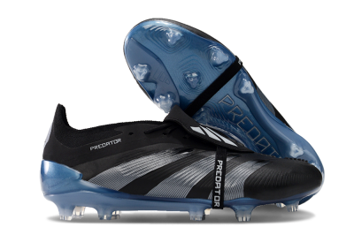 Adidas Predator Elite Tongue FG Low-Tops Football Boots - Black/Silver/Blue