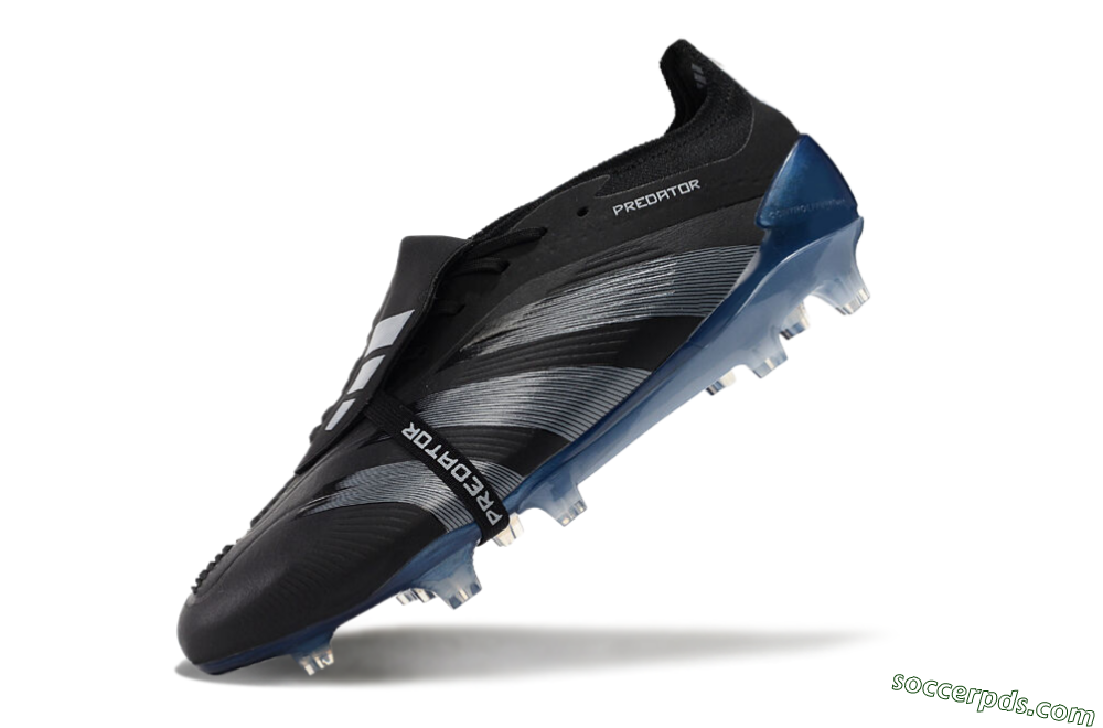 Adidas Predator Elite Tongue FG Low-Tops Football Boots - Black/Silver/Blue 5