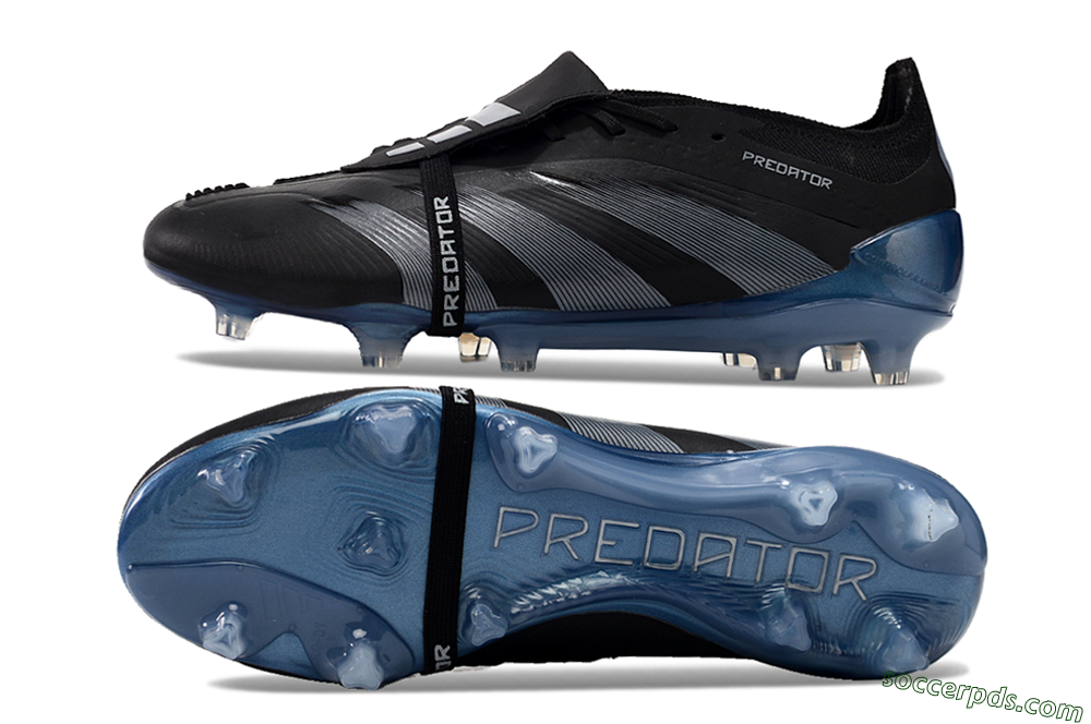 Adidas Predator Elite Tongue FG Low-Tops Football Boots - Black/Silver/Blue 0