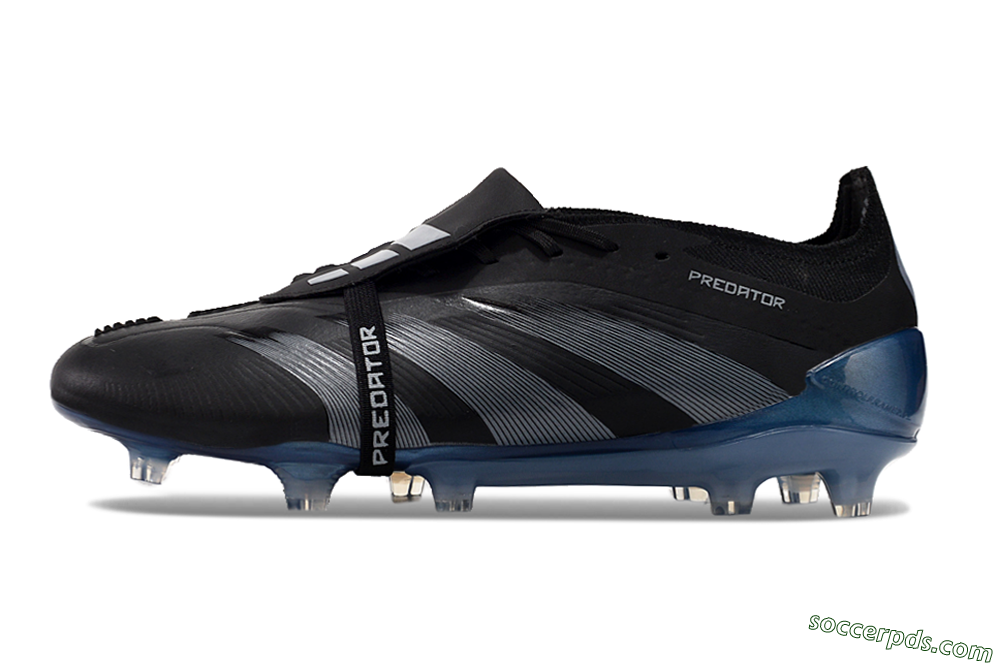 Adidas Predator Elite Tongue FG Low-Tops Football Boots - Black/Silver/Blue 2