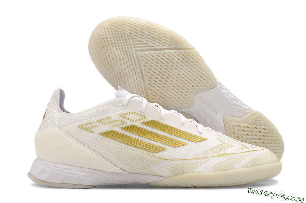 Adidas F50 Pro IC Low-Tops Football Shoes - Beige/White/Gold 1