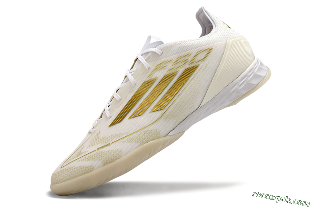 Adidas F50 Pro IC Low-Tops Football Shoes - Beige/White/Gold 5