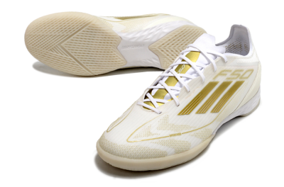 Adidas F50 Pro IC Low-Tops Football Shoes - Beige/White/Gold
