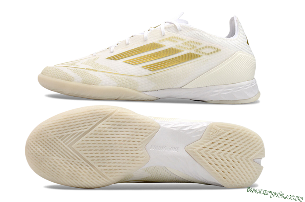 Adidas F50 Pro IC Low-Tops Football Shoes - Beige/White/Gold 0