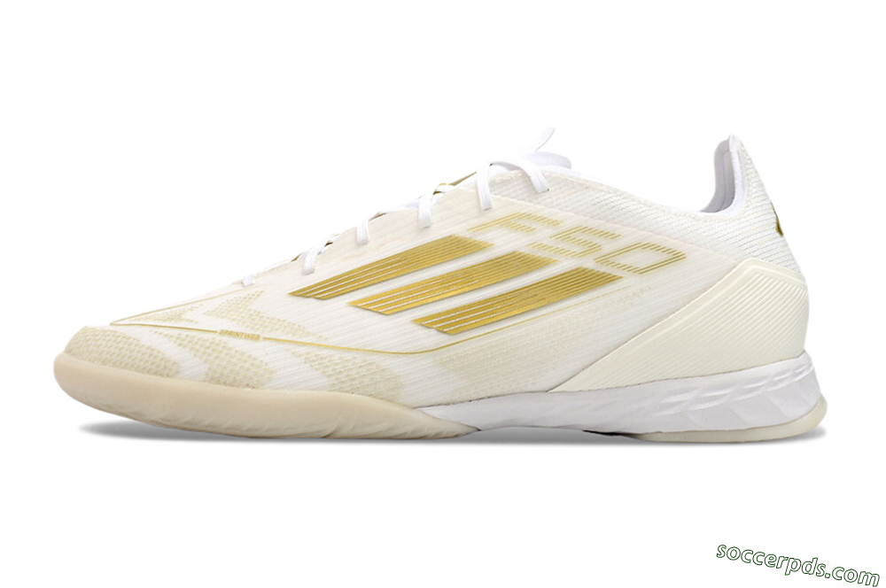 Adidas F50 Pro IC Low-Tops Football Shoes - Beige/White/Gold 2