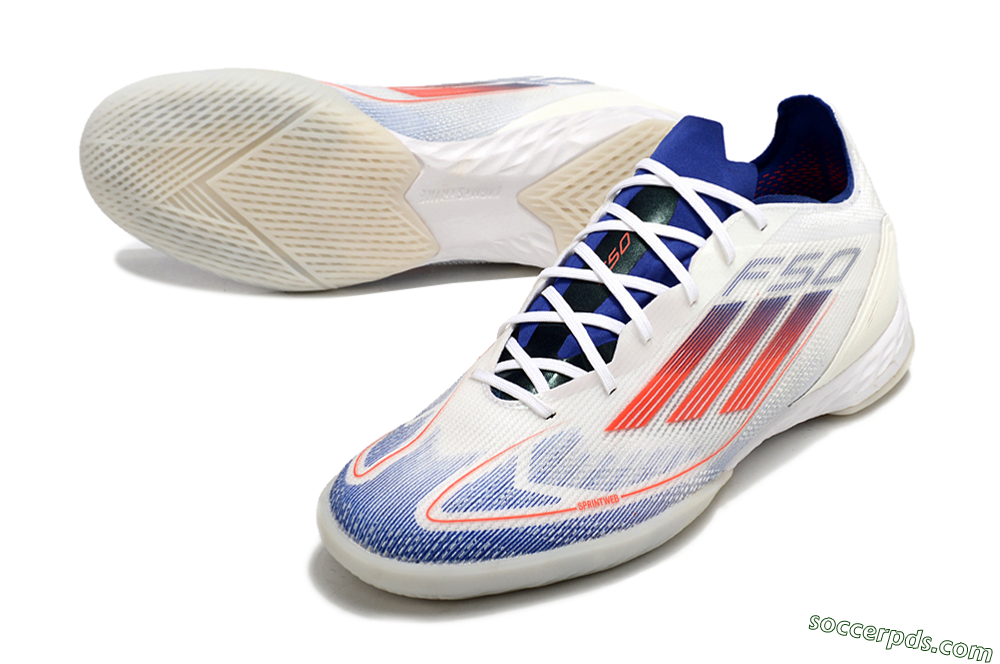 Adidas F50 Pro IC Low-Tops Football Shoes - Blue/Red/Beige 3