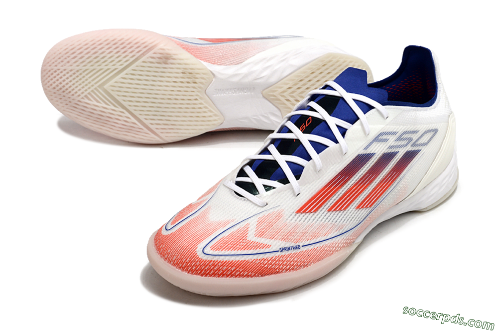 Adidas F50 Pro IC Low-Tops Football Shoes - Blue/Red/Beige 3