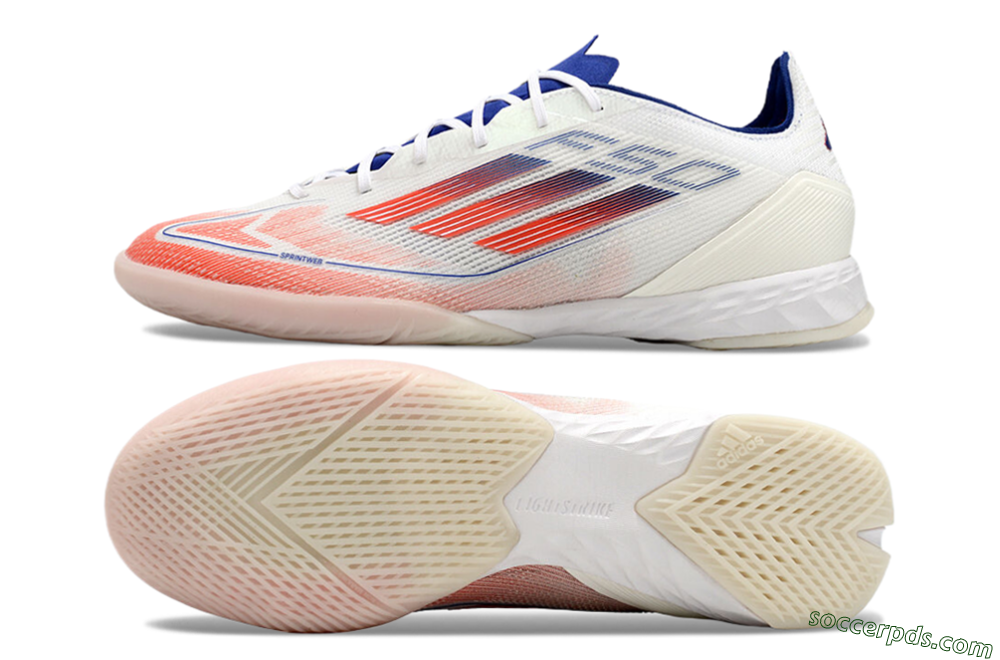 Adidas F50 Pro IC Low-Tops Football Shoes - Blue/Red/Beige 0