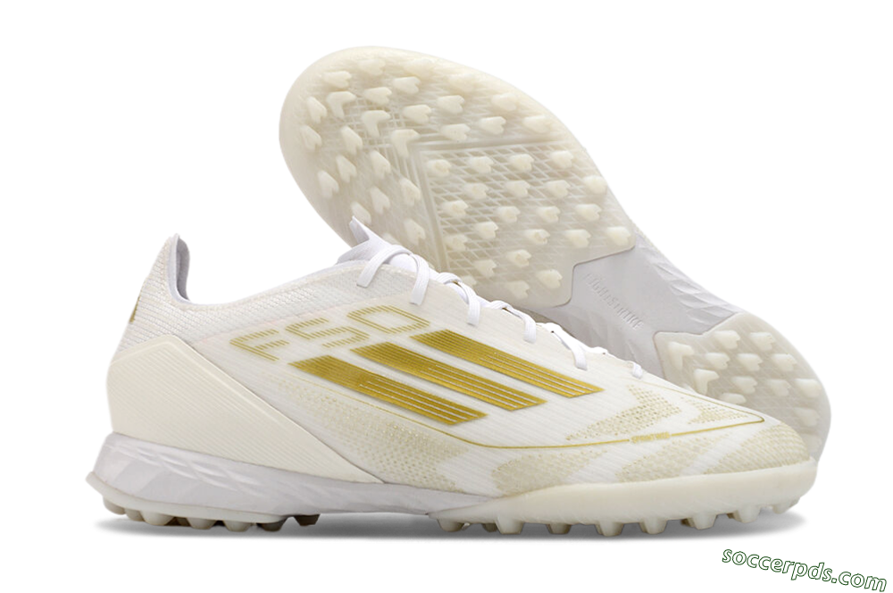 Adidas F50 Pro TF Low-Tops Football Shoes - Beige/White/Gold 1