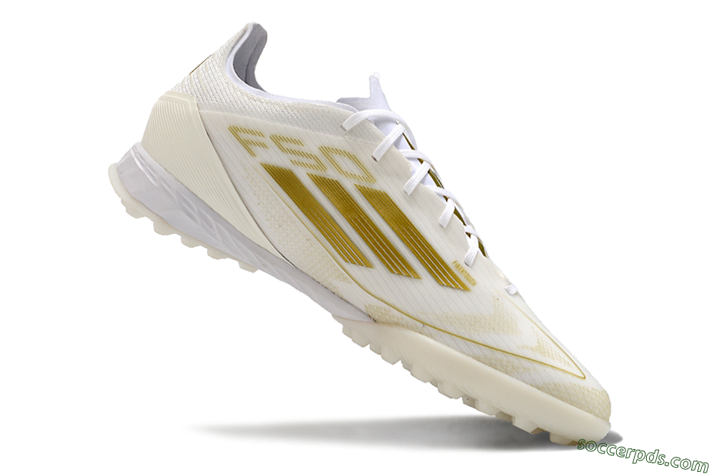 Adidas F50 Pro TF Low-Tops Football Shoes - Beige/White/Gold 4