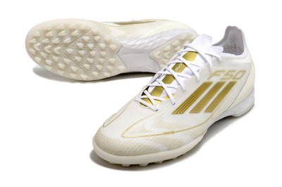 Adidas F50 Pro TF Low-Tops Football Shoes - Beige/White/Gold