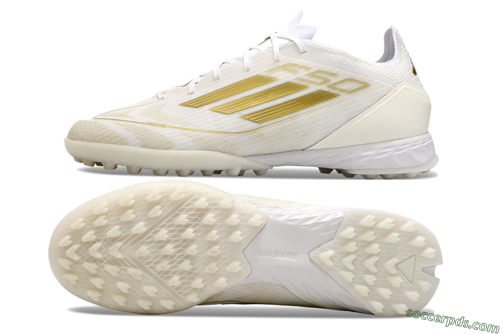 Adidas F50 Pro TF Low-Tops Football Shoes - Beige/White/Gold 0