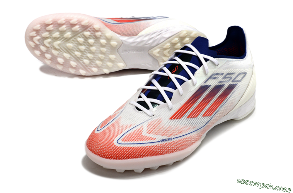 Adidas F50 Pro TF Low-Tops Football Shoes - Blue/Red/Beige 3