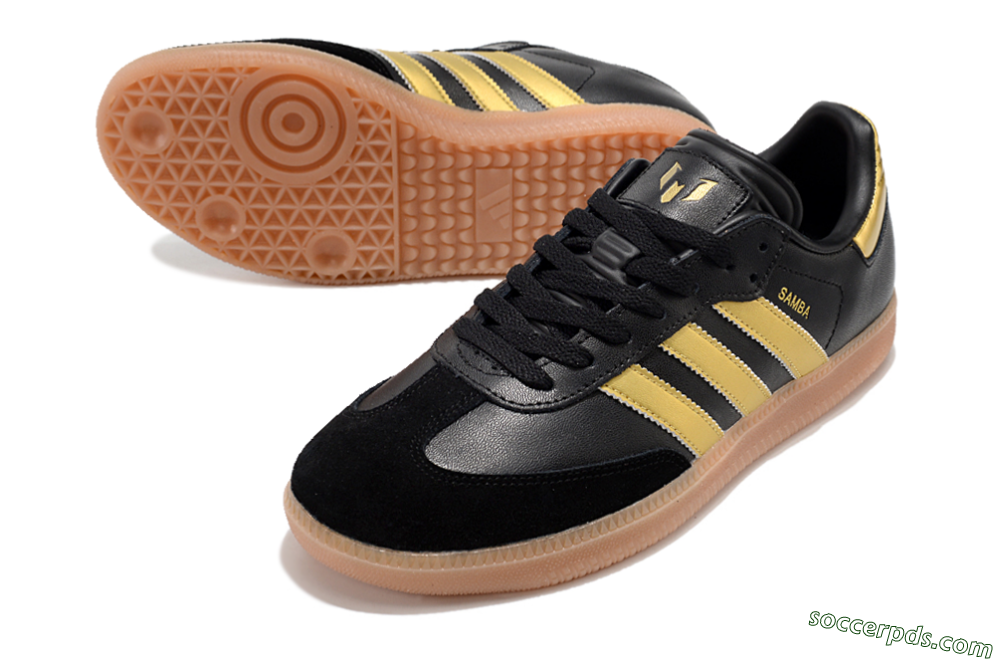Adidas Samba Messi Indoor IC Low-Tops Football Shoes - Black/Gold/Brown 3