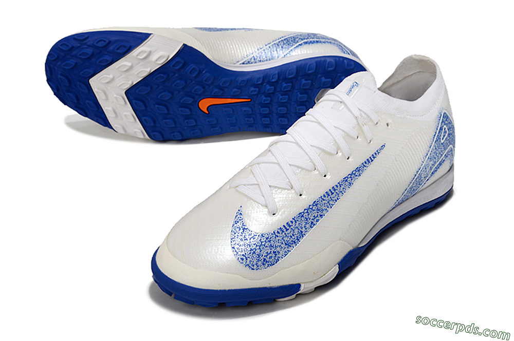 Nike Air Zoom Mercurial Vapor 16 Elit TF Low-Tops Football Shoes - White/Racer Blue 3