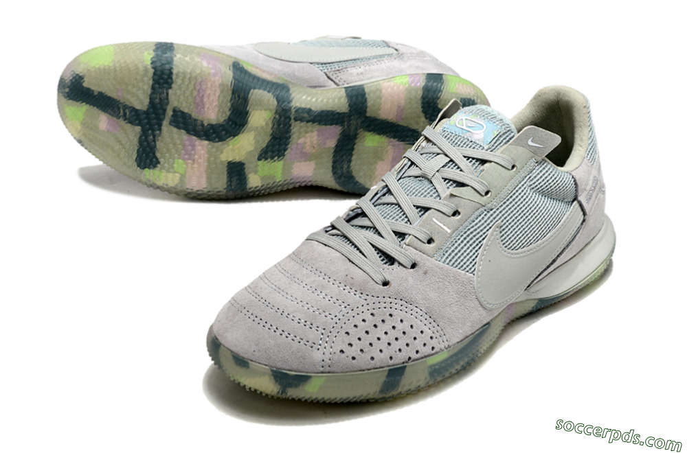 Nike Street Gato IC Low-Tops Football Shoes - Grey/Green/Mint 3