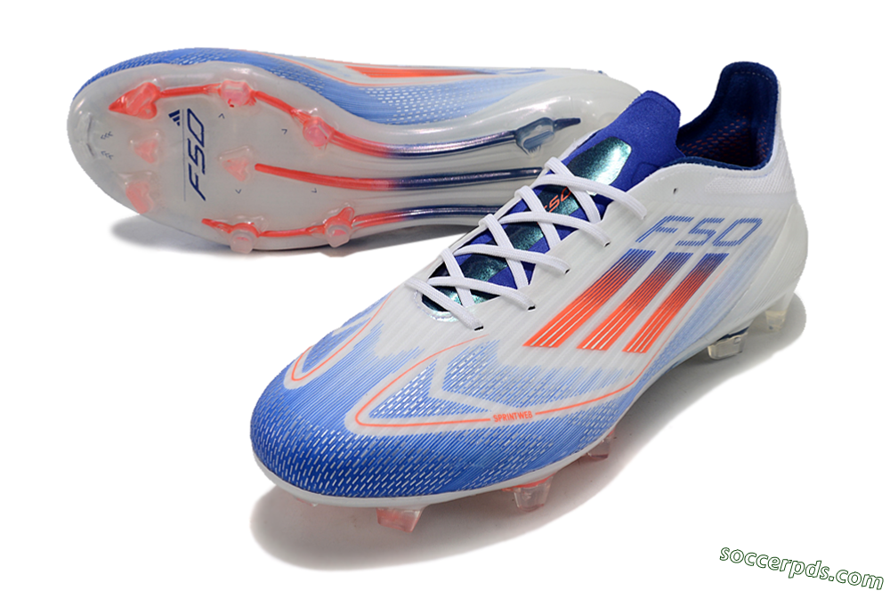 Adidas F50 Adizero FG Low-Tops Football Boots - White/Blue/Pink 3