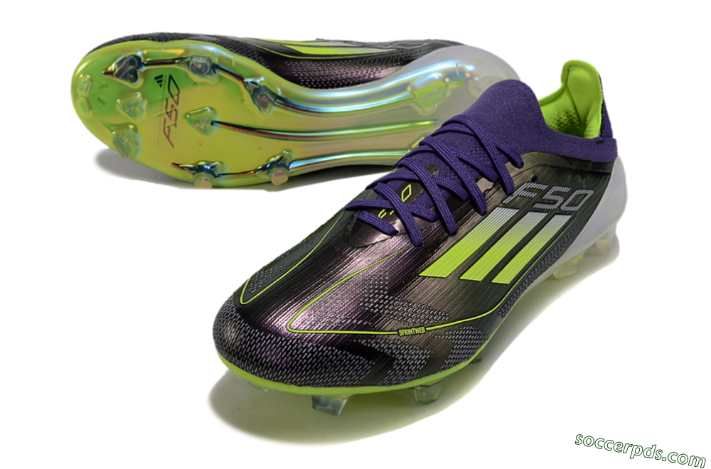 Adidas F50 Adizero FG Low-Tops Football Boots - Purple/Yellow/White 3