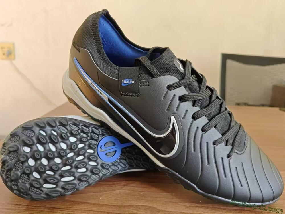 NikeTiempo Legend 10 TF Low-Tops Football Shoes - Black/Blue/White