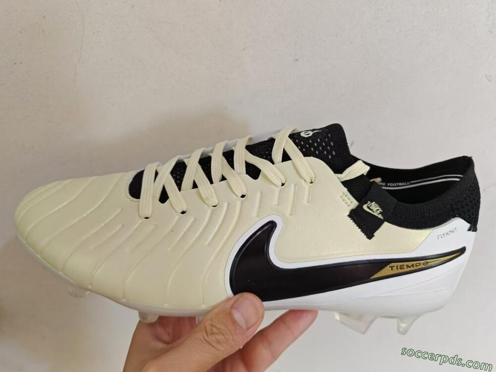 Nike Tiempo Legend 10 Elite FG Low-Tops Football Boots - Beige/Black/White