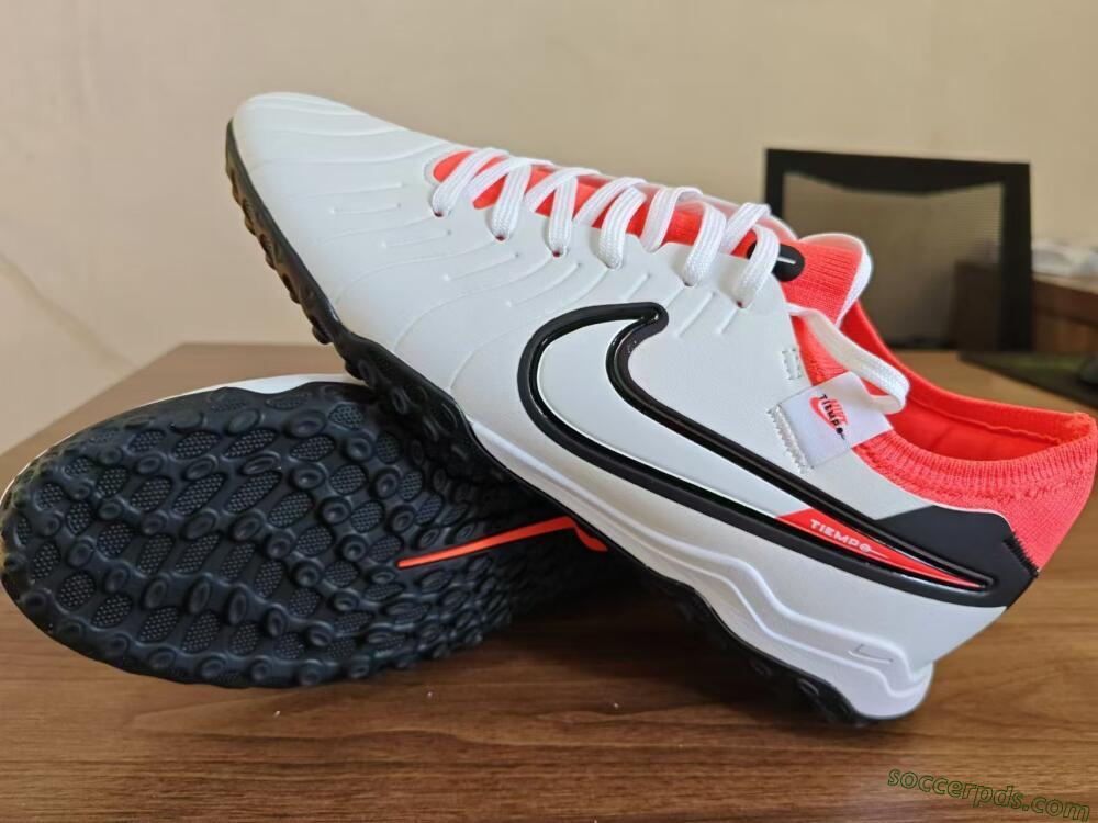 NikeTiempo Legend 10 TF Low-Tops Football Shoes - White/Black/Orange