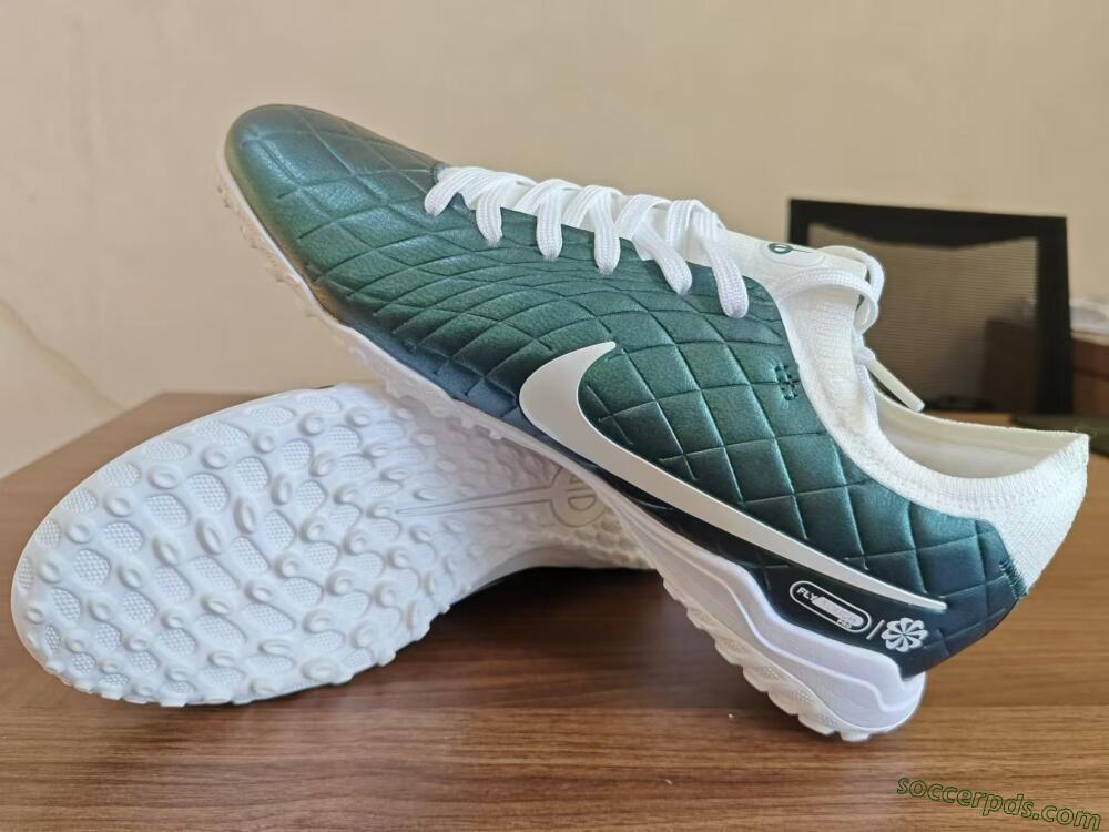 Nike Tiempo Legend 10 Elite TF Low-Tops Football Shoes - Jade/White