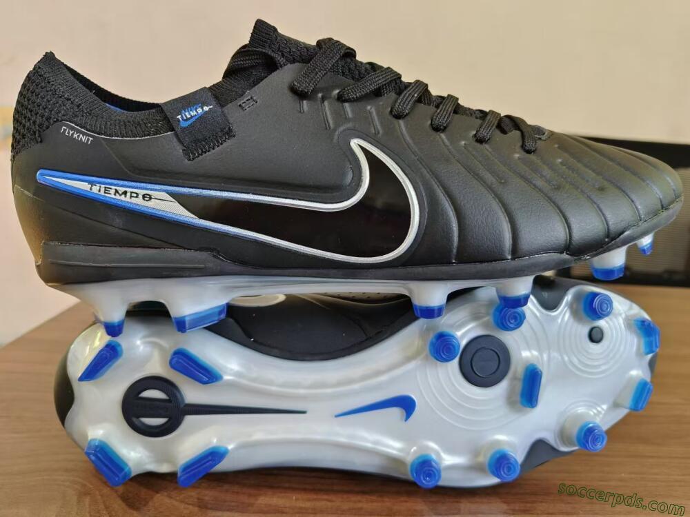 Nike Tiempo Legend 10 Academy FG Low-Tops Football Boots - Black/White/Blue