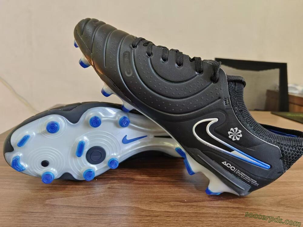 Nike Tiempo Legend 10 Academy FG Low-Tops Football Boots - Black/White/Blue