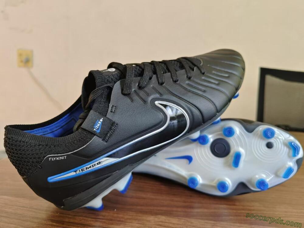 Nike Tiempo Legend 10 Academy FG Low-Tops Football Boots - Black/White/Blue