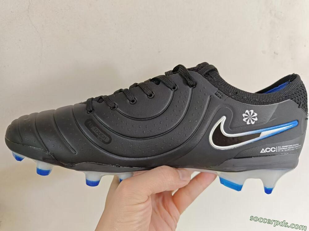 Nike Tiempo Legend 10 Academy FG Low-Tops Football Boots - Black/White/Blue