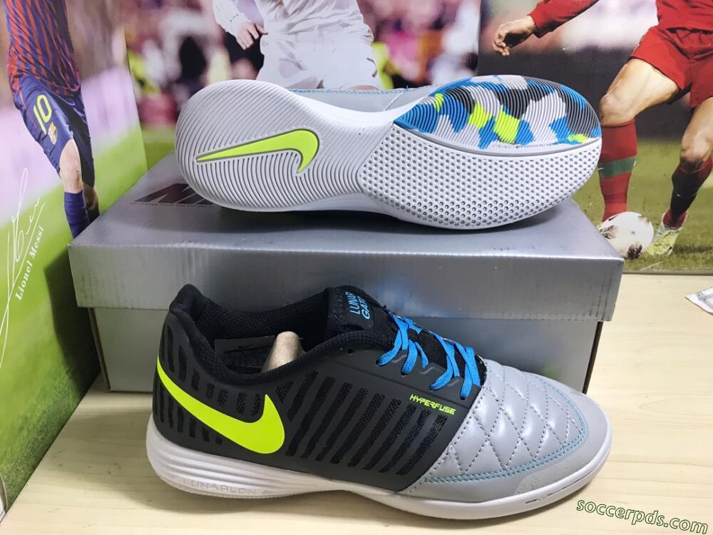 Nike Lunar Gato 2 IC Low-Tops Football Shoes - Black/Blue/Yellow