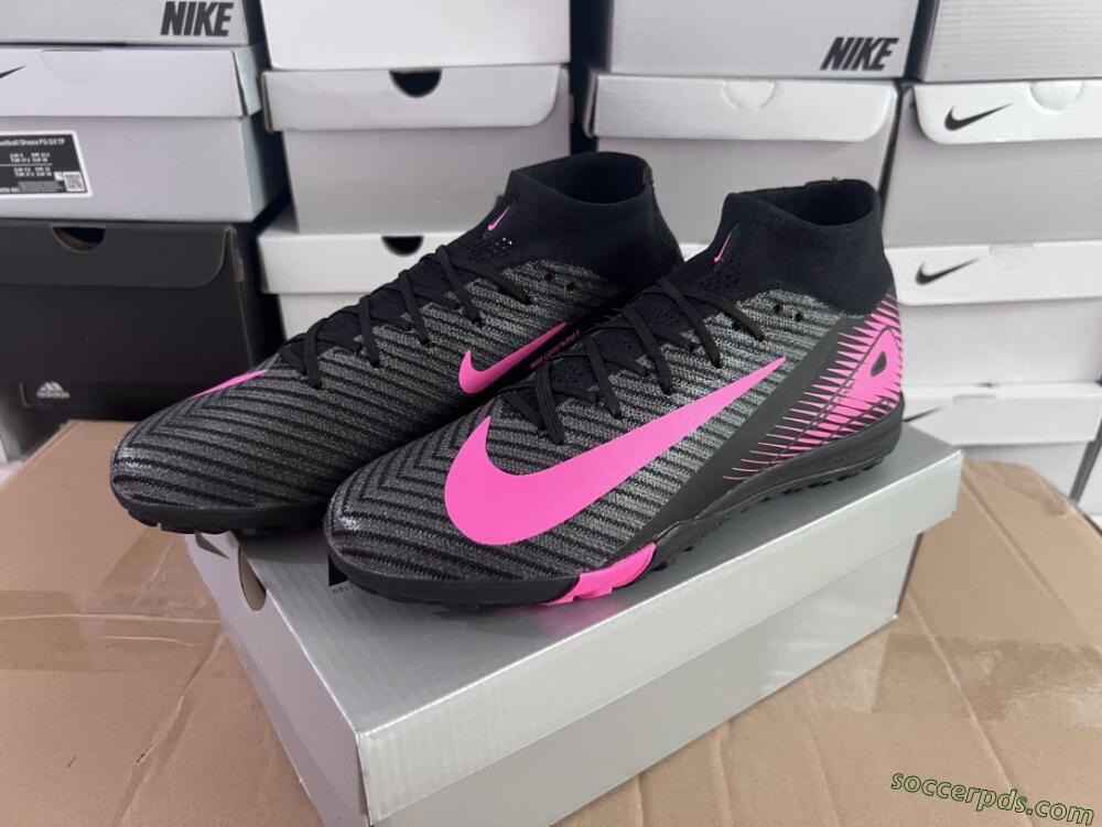 Nike Air Zoom Mercurial Superfly 10 Elite TF High-Tops Football Shoes - Black/Pink