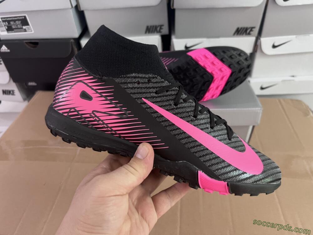 Nike Air Zoom Mercurial Superfly 10 Elite TF High-Tops Football Shoes - Black/Pink