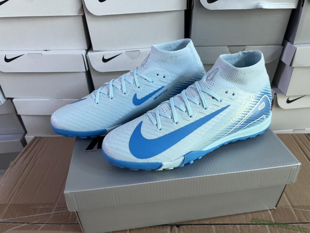 Nike Air Zoom Mercurial Superfly 10 Elite TF High-Tops Football Shoes - Jade/Beige/Blue