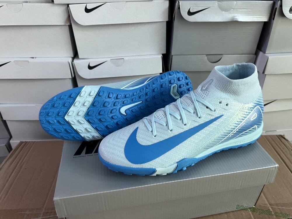Nike Air Zoom Mercurial Superfly 10 Elite TF High-Tops Football Shoes - Jade/Beige/Blue
