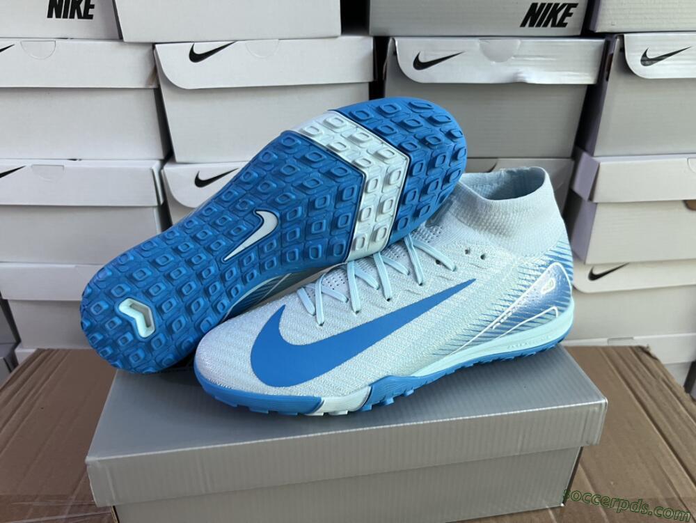 Nike Air Zoom Mercurial Superfly 10 Elite TF High-Tops Football Shoes - Jade/Beige/Blue
