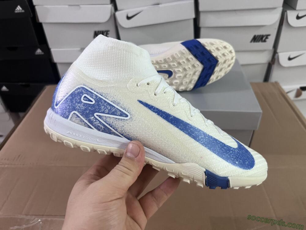 Nike Air Zoom Mercurial Superfly 10 Elite TF High-Tops Football Shoes - Beige/Blue