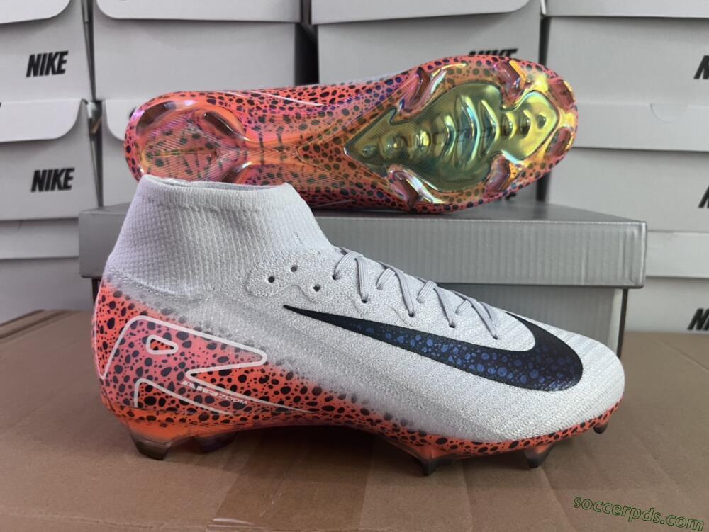 Nike Air Zoom Mercurial Superfly 10 Elite FG High-Tops Football Boots - Grey/Leopard/Gold