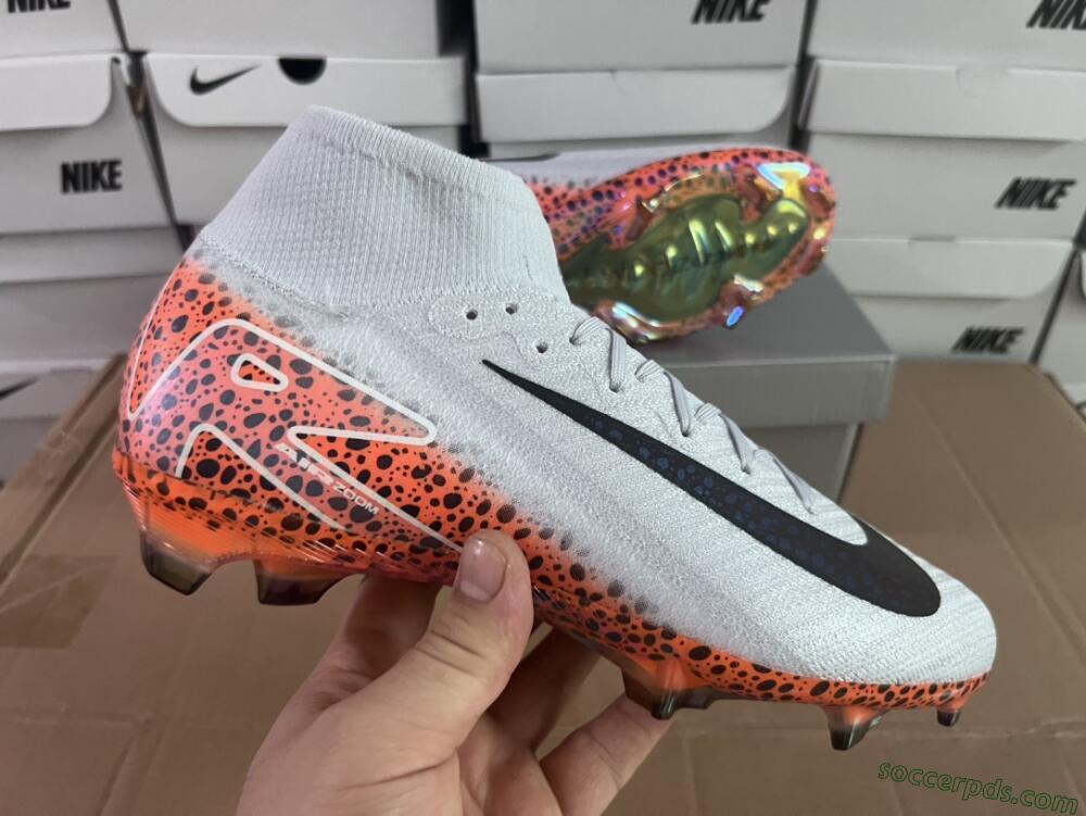 Nike Air Zoom Mercurial Superfly 10 Elite FG High-Tops Football Boots - Grey/Leopard/Gold