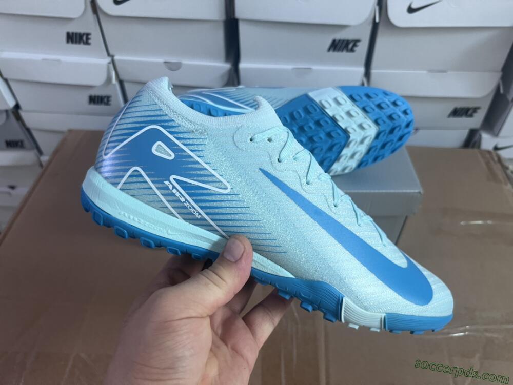Nike Air Zoom Mercurial Vapor 16 Elite TF Low-Tops Football Shoes - Jade/Beige/Blue