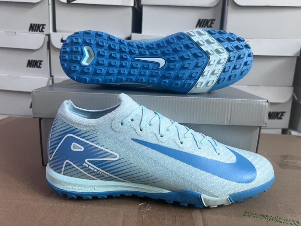 Nike Air Zoom Mercurial Vapor 16 Elite TF Low-Tops Football Shoes - Jade/Beige/Blue